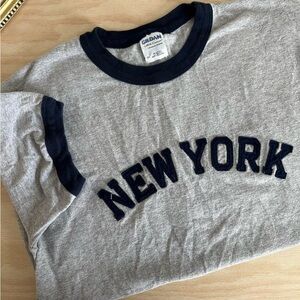 Gildan Gray and Navy Ultra Cotton T-Shirt